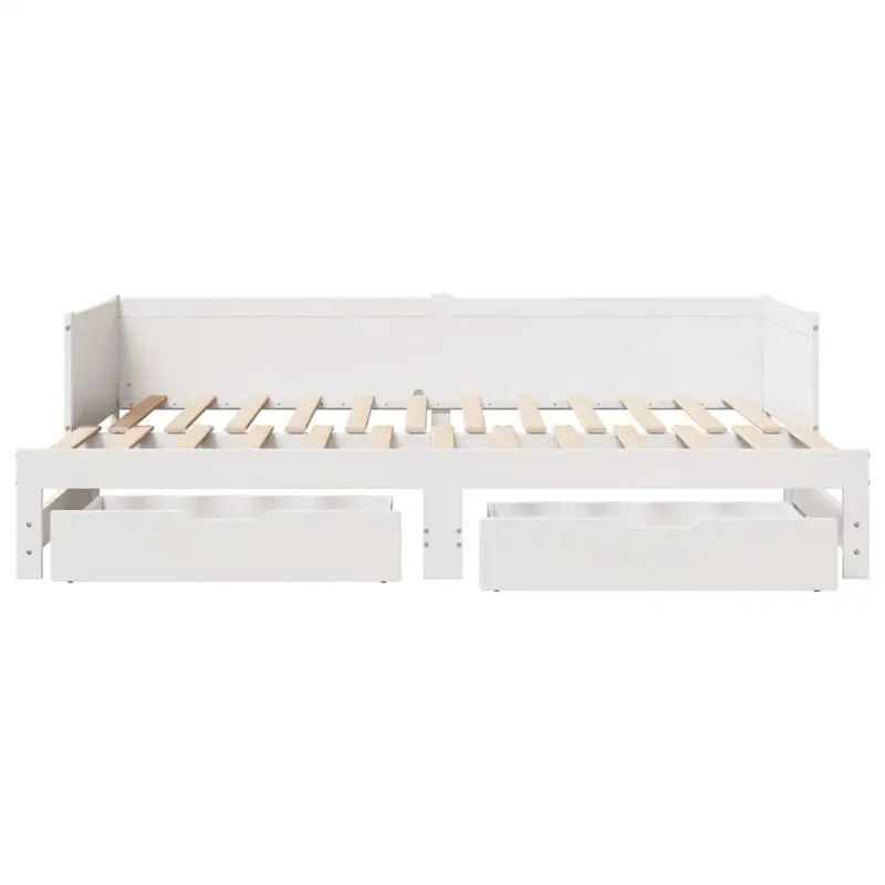 Massief Grenenhout 2-in-1 Slaapbank met Onderschuifbed - Wit / 80 x 200 cm - Bedden & bedframes