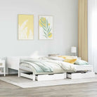 Massief Grenenhout 2-in-1 Slaapbank met Onderschuifbed - Wit / 80 x 200 cm - Bedden & bedframes