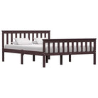 Massief grenenhout bed met multiplex lattenbodem voor moderne slaapkamers - Donkerbruin / 140 x 200 cm - Bedden &