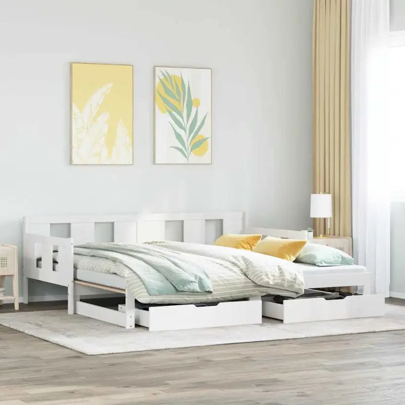 Massief Grenenhout Bedden en Bedframes 2-in-1 Slaapbank met Onderbed - Bedden & bedframes