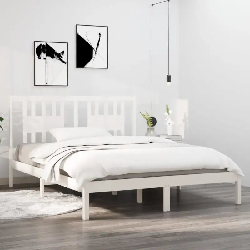 Massief Grenenhout Bedframe met aanvullende ondersteuning en levering bevat - Wit / 160 x 200 cm - Bedden & bedframes
