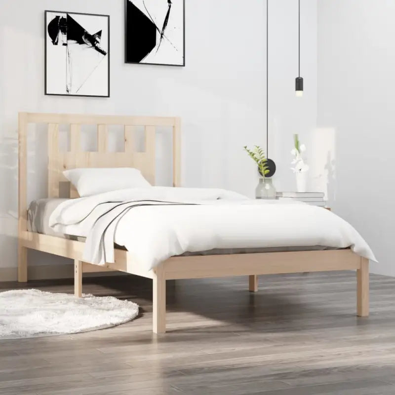 Massief Grenenhout Bedframe met aanvullende ondersteuning en levering bevat - Naturel / 90 x 200 cm - Bedden & bedframes