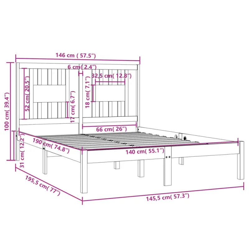 Massief Grenenhout Bedframe met aanvullende ondersteuning en levering bevat - Bedden & bedframes