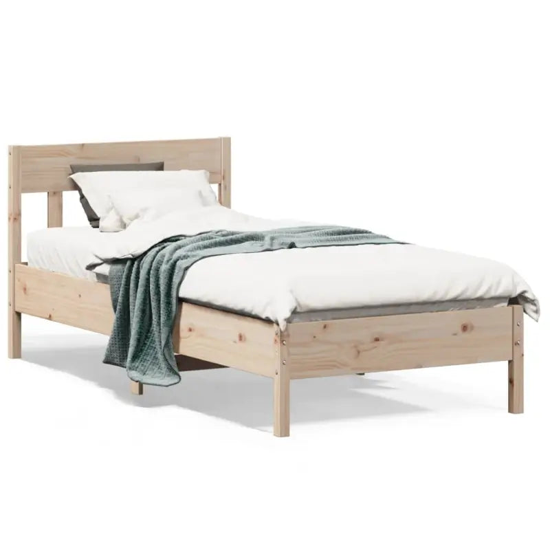 Massief Grenenhout Bedframe met Multiplex Lattenbodem voor Uitstekende Ondersteuning - Naturel / 90 x 190 cm - Bedden &