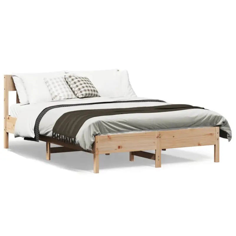Massief Grenenhout Bedframe met Multiplex Lattenbodem voor Uitstekende Ondersteuning - Naturel / 135 x 190 cm - Bedden