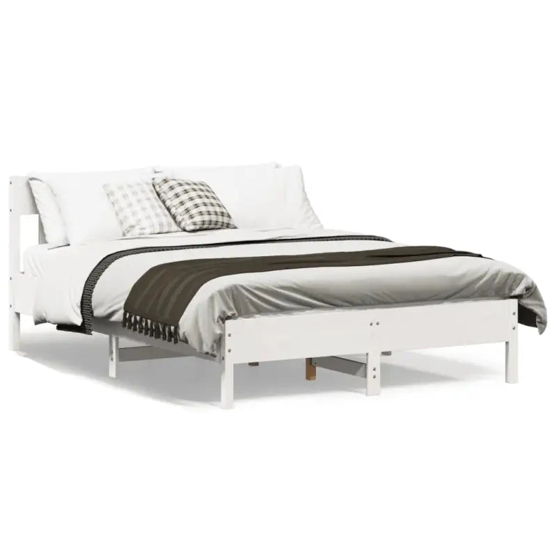 Massief Grenenhout Bedframe met Multiplex Lattenbodem voor Uitstekende Ondersteuning - Wit / 120 x 200 cm - Bedden &