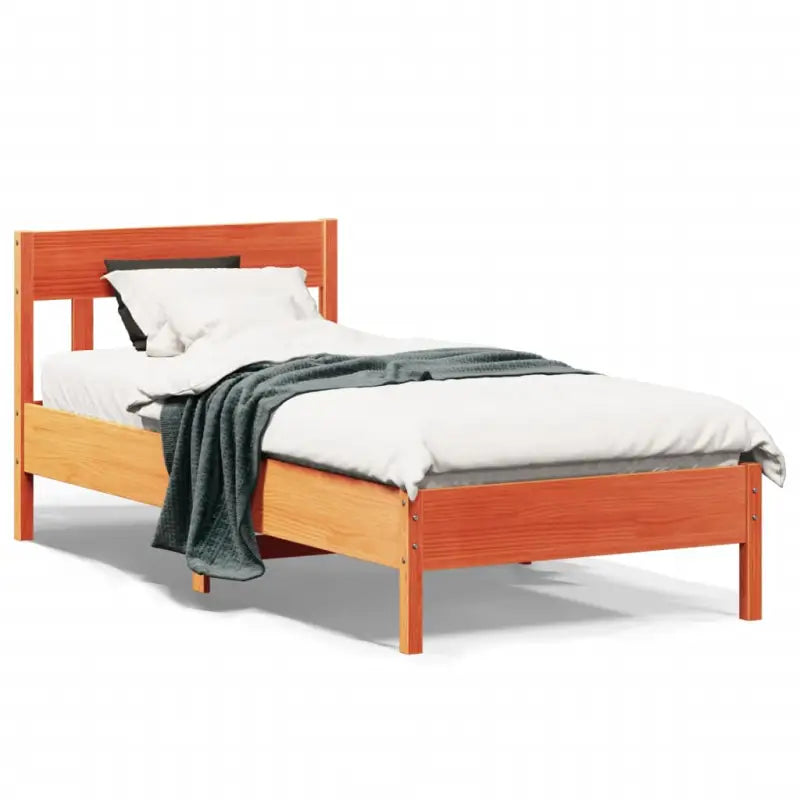 Massief Grenenhout Bedframe met Multiplex Lattenbodem voor Uitstekende Ondersteuning - Bruin / 100 x 200 cm - Bedden &