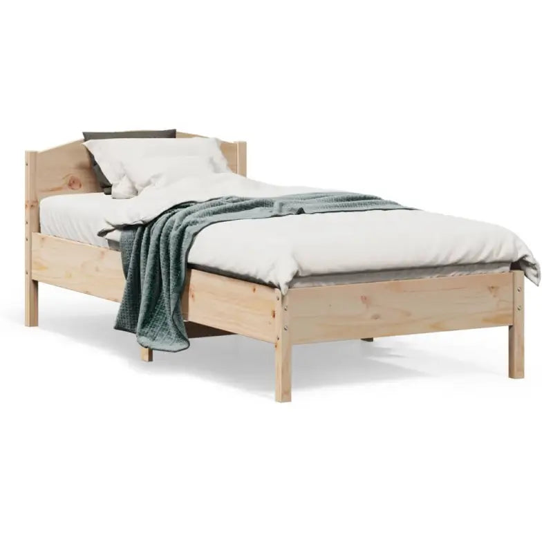 Massief Grenenhout Bedframe met multiplex lattenbodem en uitstekende ondersteuning - Naturel / 75 x 190 cm - Bedden &