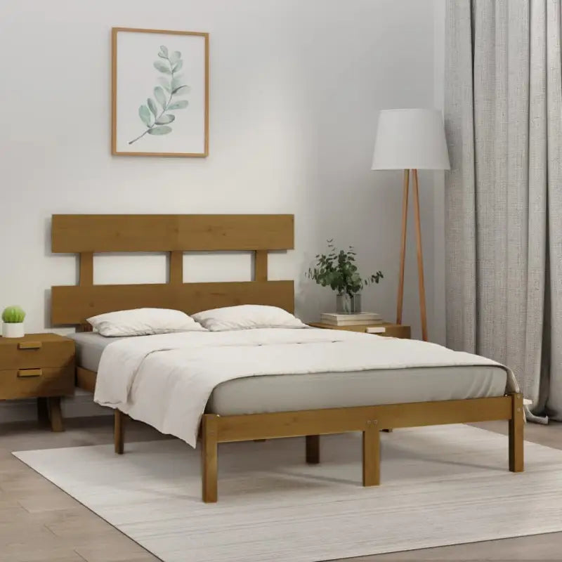 Massief grenenhout bedframe met tijdloos ontwerp voor je slaapkamer - Honingbruin / 200 x 200 cm - Bedden & bedframes