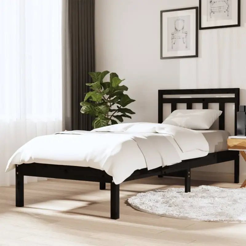Massief Grenenhout Bedframe met Tijdloos Ontwerp voor Slaapkamers - Zwart / 100 x 200 cm - Bedden & bedframes