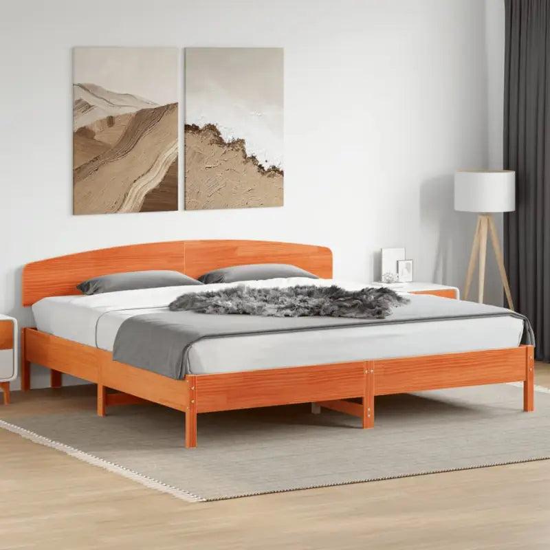 Massief Grenenhout Bedframe met Uitstekende Ondersteuning - Wasbruin / 200 x 200 cm - Bedden & bedframes