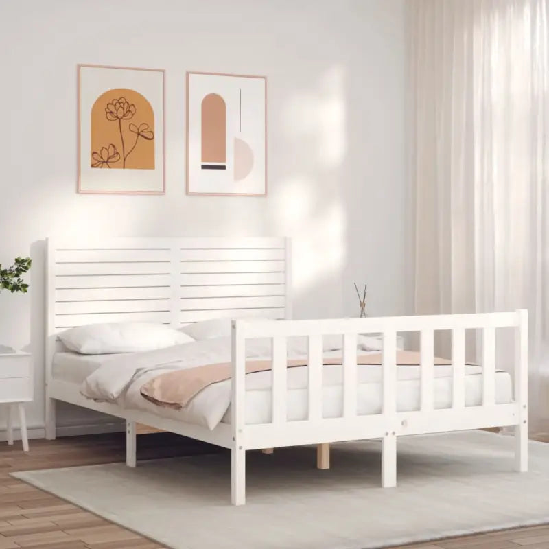 Massief grenenhout bedframe voor een goede nachtrust en natuurlijke stijl - Wit / 120 x 200 cm - Bedden & bedframes