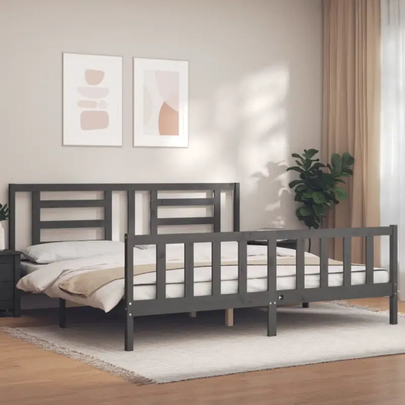 Massief grenenhout bedframe voor een goede nachtrust en natuurlijke uitstraling - Grijs / 180 x 200 cm - Bedden &