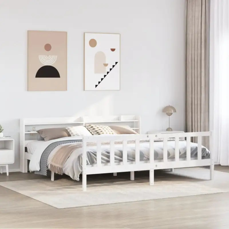 Massief Grenenhout bedframe voor een goede nachtrust en natuurlijke uitstraling - Wit / 200 x 200 cm - Bedden &