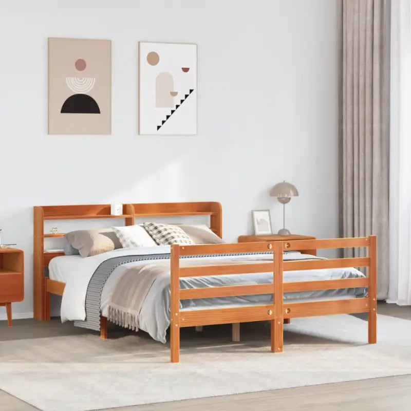 Massief grenenhout bedframe voor een goede nachtrust en natuurlijke uitstraling - Wasbruin / 140 x 190 cm - Bedden &