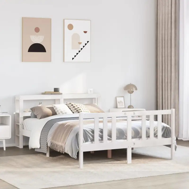 Massief grenenhout bedframe voor een goede nachtrust en natuurlijke stijl - Wit / 140 x 200 cm - Bedden & bedframes