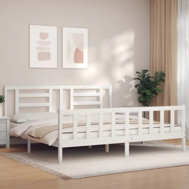 Massief grenenhout bedframe voor een goede nachtrust en natuurlijke uitstraling - Wit / 180 x 200 cm - Bedden &