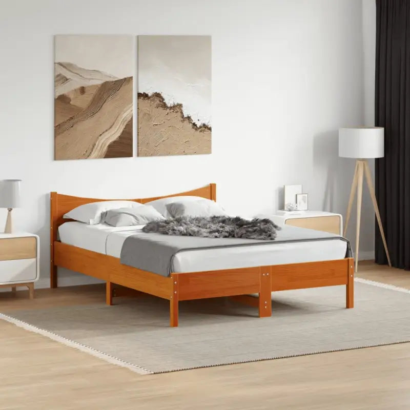 Massief grenenhout bedframe voor een moderne slaapkamer en uitstekende ondersteuning - Wasbruin / 140 x 190 cm - Bedden