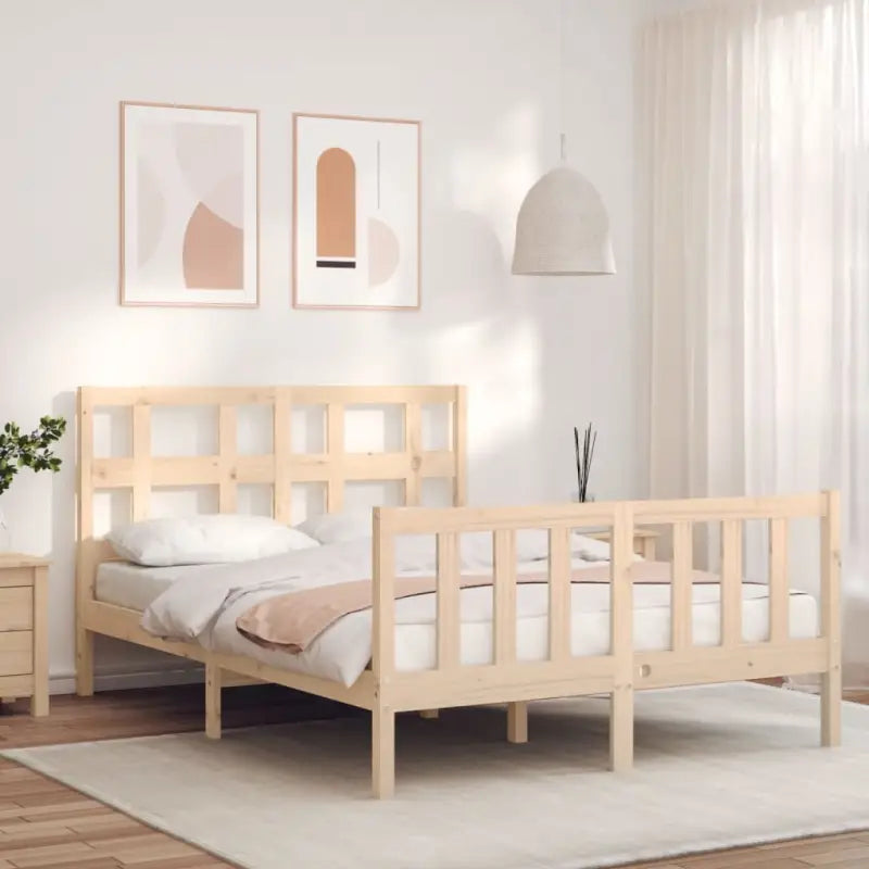 Massief Grenenhout Bedframe voor een Natuurlijke en Comfortabele Slaapruimte - Naturel / 135 x 190 cm - Bedden &