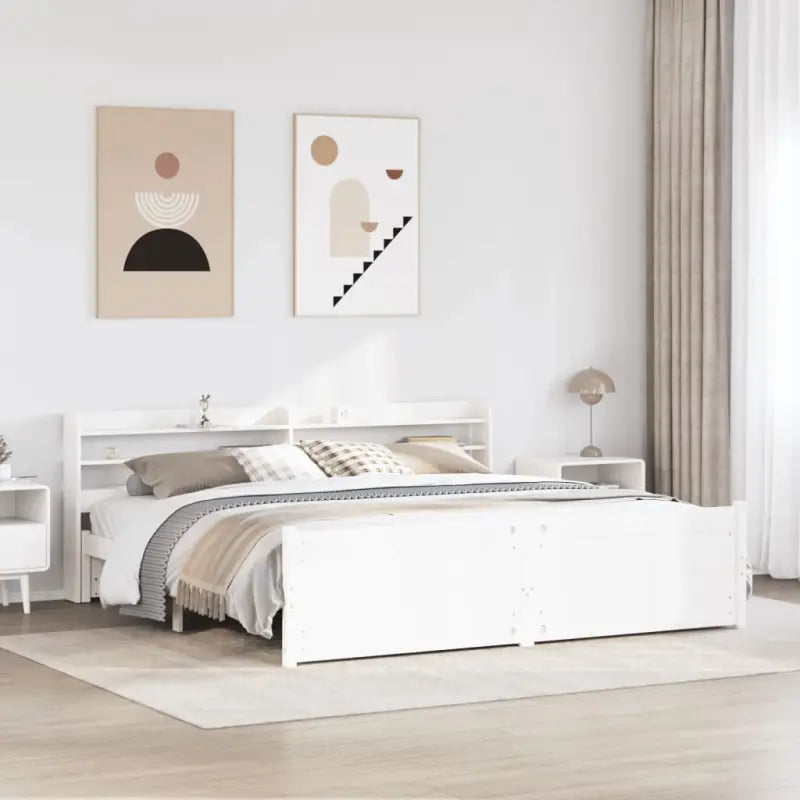Massief Grenenhout Bedframe voor een Natuurlijke en Comfortabele Slaapplek - Wit / 180 x 200 cm - Bedden & bedframes