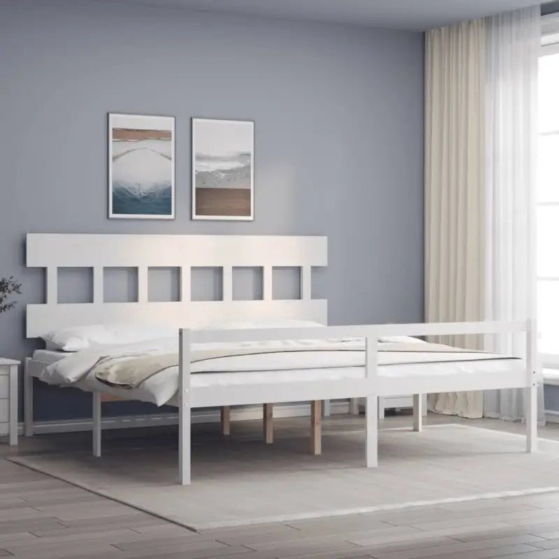 Massief Grenenhout Bedframe voor een Natuurlijke en Comfortabele Slaapruimte - Wit / 180 x 200 cm / Hoog - Bedden &