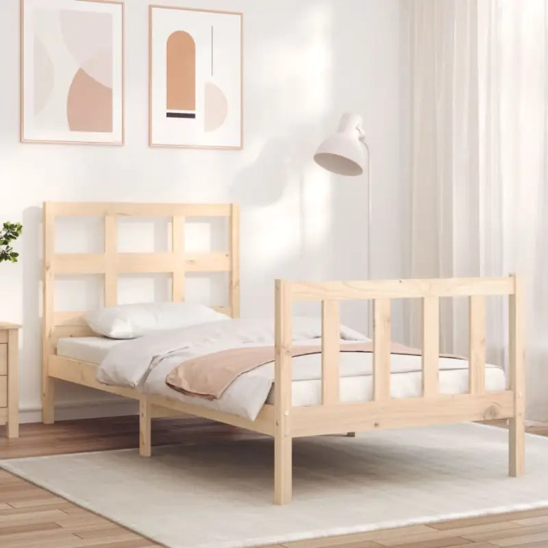 Massief Grenenhout Bedframe voor een Natuurlijke en Comfortabele Slaapruimte - Naturel / 90 x 200 cm - Bedden &