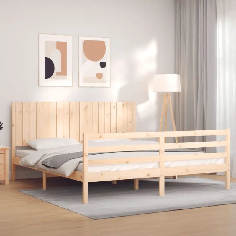 Massief Grenenhout Bedframe voor een Natuurlijke en Decoratieve Slaapruimte - Naturel / 180 x 200 cm - Bedden &