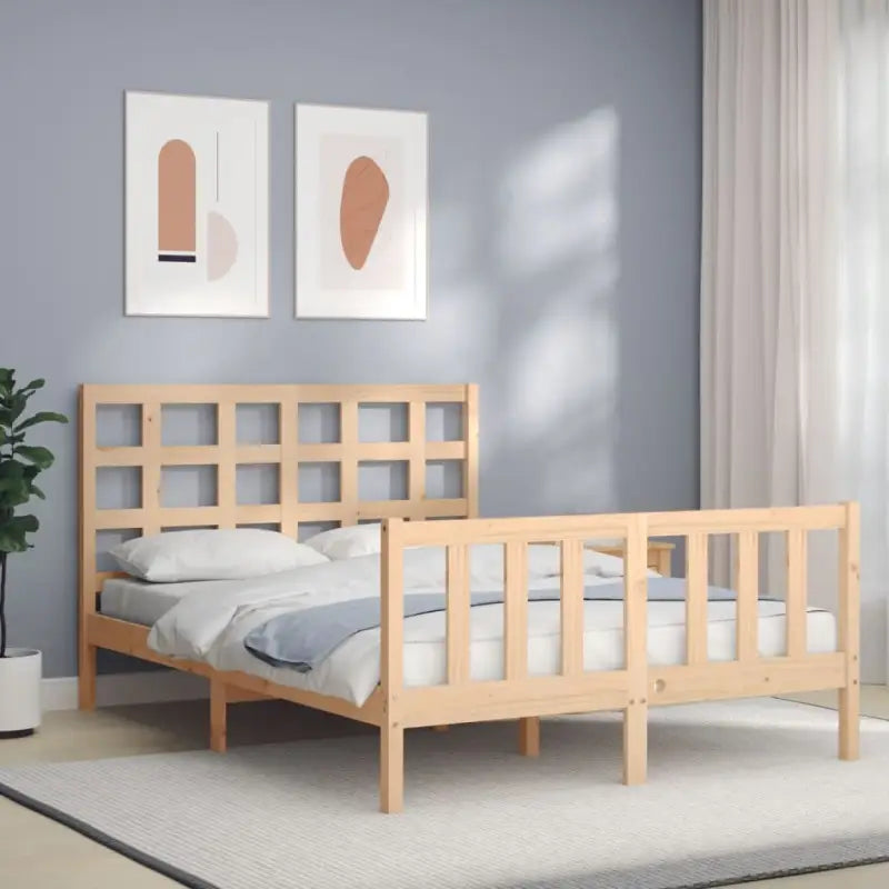 Massief Grenenhout Bedframe voor Een Natuurlijke en Decoratieve Slaapruimte - Naturel / 135 x 190 cm - Bedden &