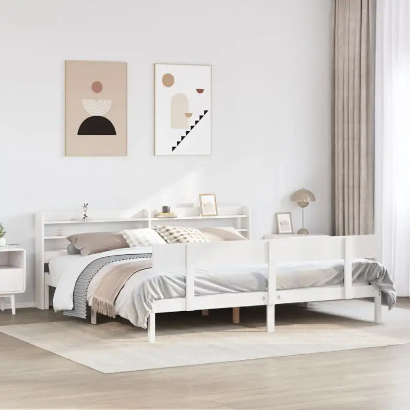 Massief Grenenhout Bedframe voor een Natuurlijke en Decoratieve Slaapkamer - Wit / 200 x 200 cm - Bedden & bedframes