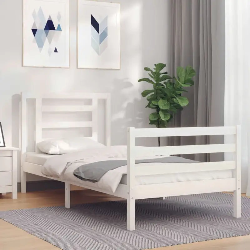 Massief Grenenhout Bedframe voor een Natuurlijke en Decoratieve Slaapkamer - Wit / 90 x 190 cm - Bedden & bedframes