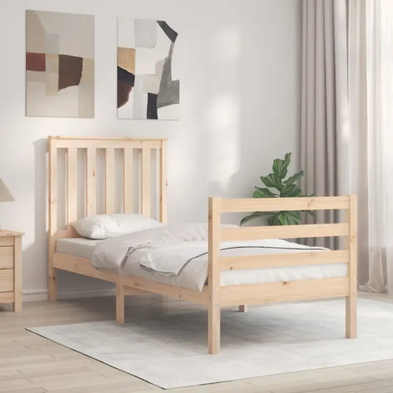 Massief Grenenhout Bedframe voor een Natuurlijke en Decoratieve Slaapkamer - Naturel / 75 x 190 cm - Bedden & bedframes