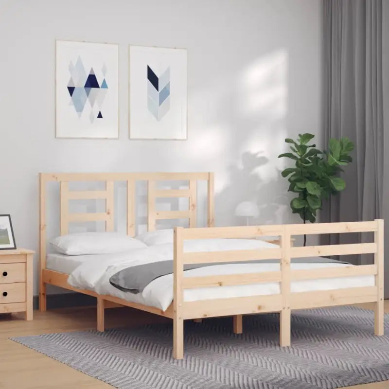 Massief Grenenhout Bedframe voor een Natuurlijke en Decoratieve Slaapkamer - Naturel / 120 x 190 cm - Bedden & bedframes