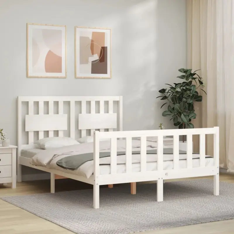 Massief Grenenhout Bedframe voor een Natuurlijke en Elegante Slaapruimte - Wit / 120 x 190 cm - Bedden & bedframes