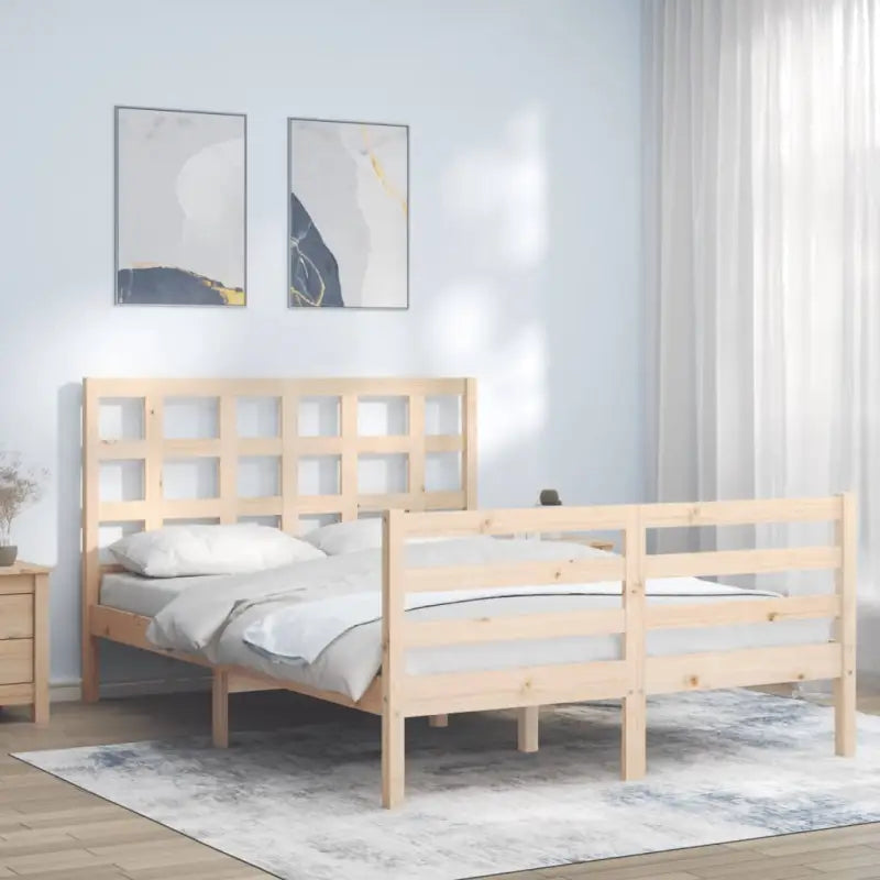 Massief Grenenhout Bedframe voor een Praktische en Natuurlijke Slaapruimte - Naturel / 140 x 200 cm - Bedden & bedframes