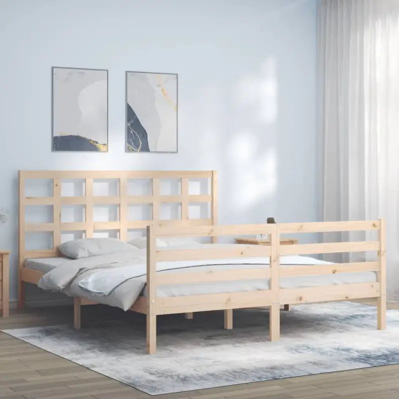 Massief Grenenhout Bedframe voor een Praktische en Natuurlijke Slaapruimte - Naturel / 160 x 200 cm - Bedden & bedframes