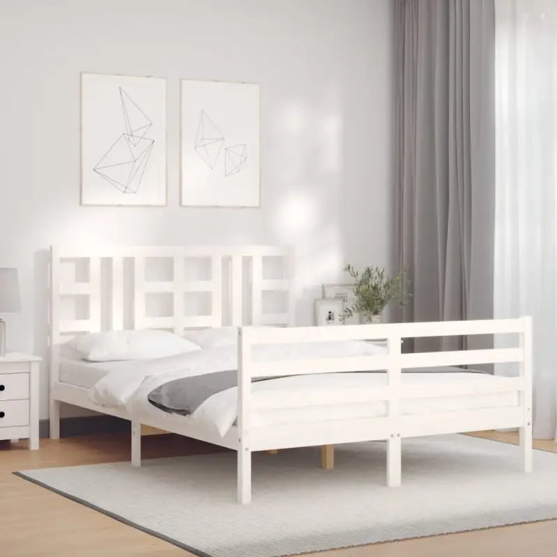 Massief grenenhout bedframe voor een stabiele en natuurlijke uitstraling - Wit / 140 x 190 cm - Bedden & bedframes