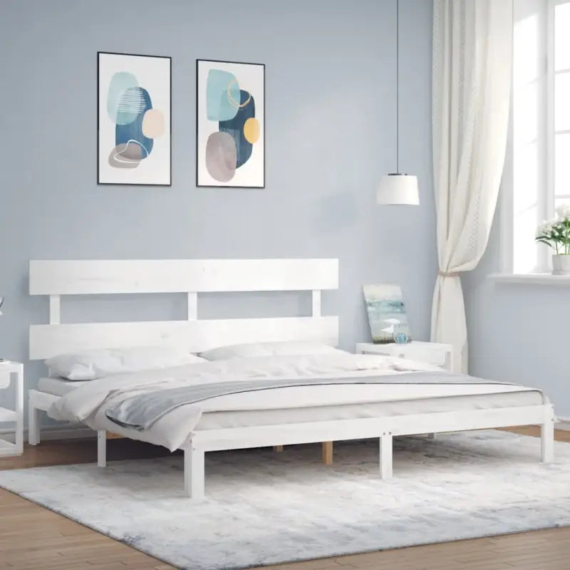 Massief Grenenhout Bedframe voor Uitstekende Ondersteuning en Decoratie - Wit / 200 x 200 cm / met hoofdbord - Bedden &