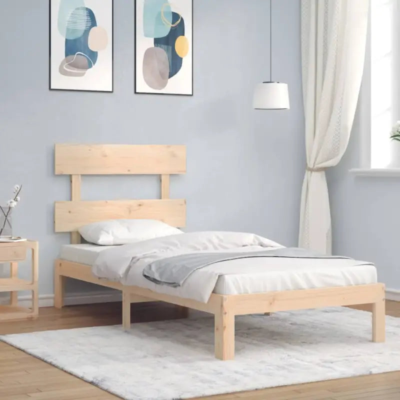 Massief Grenenhout Bedframe voor Uitstekende Ondersteuning en Decoratie - Naturel / 75 x 190 cm / met hoofdbord