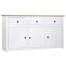 Massief grenenhout dressoir met 3 laden en opbergruimte - Wit / 1 - Dressoirs & buffetkasten