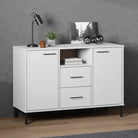Massief grenenhout dressoir met metalen poten voor een industriële sfeer - Wit / 1 - Dressoirs & buffetkasten