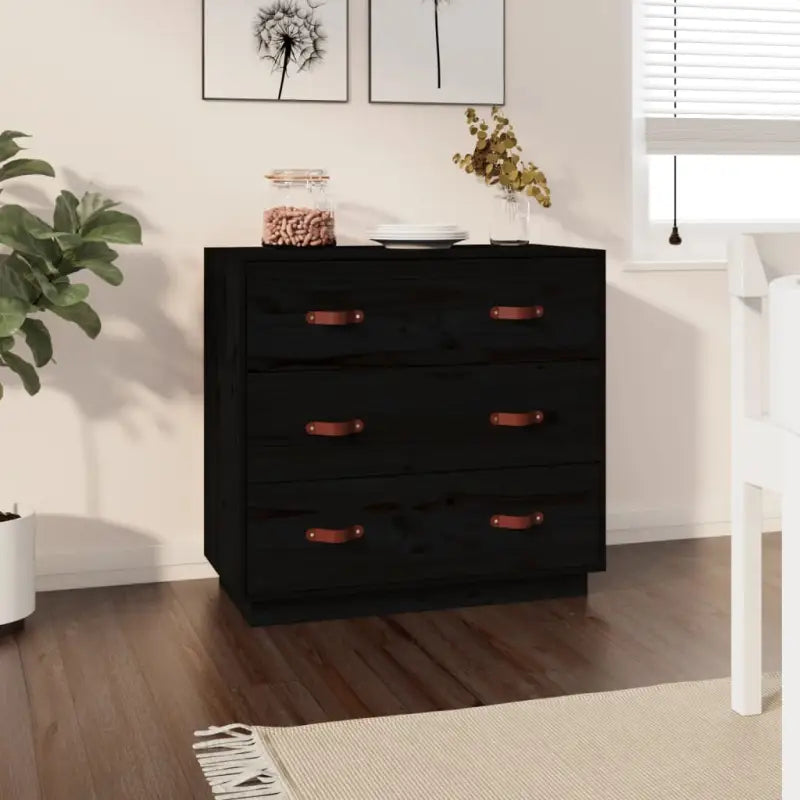 Massief grenenhout dressoir voor praktische en natuurlijke opbergruimte - Zwart / 1 - Dressoirs & buffetkasten
