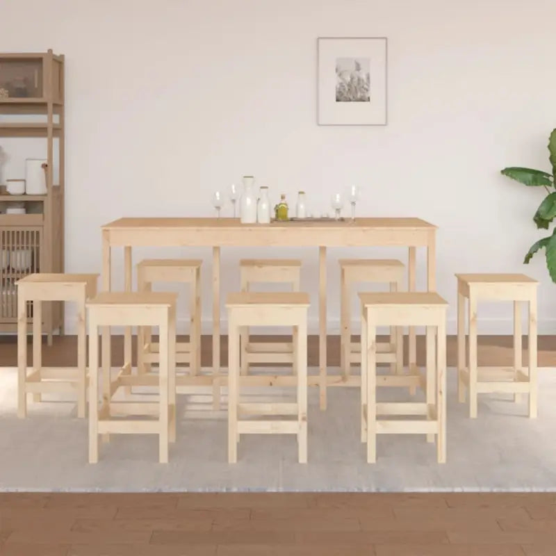 Massief Grenenhout Eetkamer Set voor gezellige bijeenkomsten - Naturel - Eetkamersets