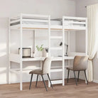 Massief Grenenhout Hoogslaper met Bureau Ideale Keuze voor Beperkte Ruimte - Wit / 75 x 190 cm - Bedden & bedframes