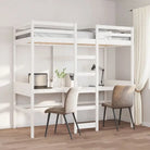 Massief Grenenhout Hoogslaper met Bureau Ideale Keuze voor Beperkte Ruimte - Wit / 80 x 200 cm - Bedden & bedframes