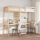 Massief Grenenhout Hoogslaper met Bureau Ideale Keuze voor Beperkte Ruimte - Naturel / 90 x 190cm cm - Bedden &