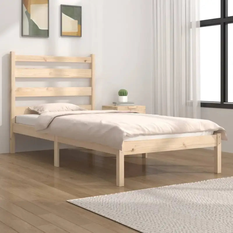 Massief grenenhout houten bedframe met aanvullende ondersteuning - Naturel / 100 x 200 cm - Bedden & bedframes
