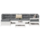 Massief grenenhout loungeset met modulair ontwerp en comfortabele afmetingen - Wit - Tuinsets