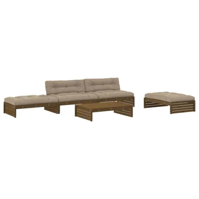 Massief Grenenhout Loungeset voor Tuin of Terras met Zachte Kussens - Tuinsets