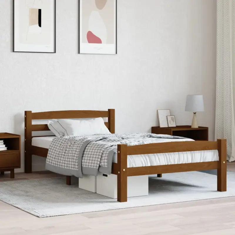 Massief Grenenhout Modern Bedframe voor een stijlvolle slaapkamer - Honingbruin / 100 x 200 cm - Bedden & bedframes