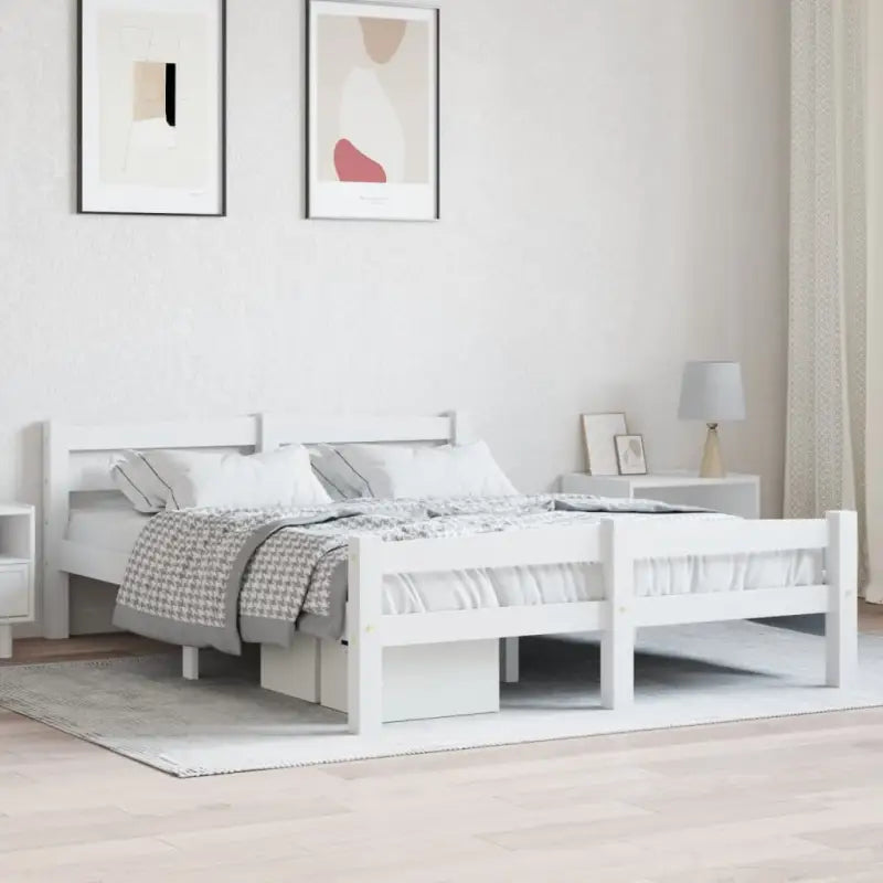 Massief Grenenhout Modern Bedframe voor een stijlvolle slaapkamer - Wit / 120 x 200 cm - Bedden & bedframes
